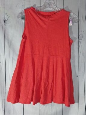 Deletta Anthropologie Coral Mock Neck Peplum Swing Babydoll Boho Tank Top